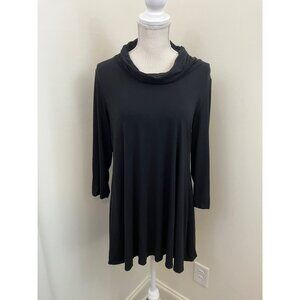TanJay Black 3/4 Sleeve Cowl Neck Tunic Length Top Size Small